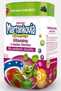 WALMARK Marťankovia Gummy Vitamíny s Bazou čiernou želatínové tablety, príchuť jablko a čierna ríbezľa 1x50 ks
