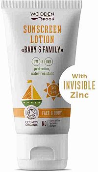 Wooden Spoon Opaľovacie telové mlieko v tube Baby & Family SPF30 150 ml