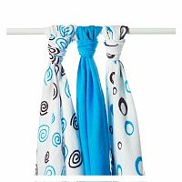 XKKO BMB Bambusová plienka Spirals&Bubbles 70x70 - Cyan MIX (3ks)