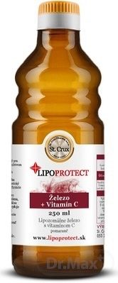 Železo + Vitamín C LIPOPROTECT - St. CRUX lipozomálne železo s vitamínom C v oleji, pomaranč, 1x250 ml