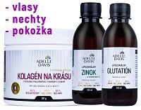 Adelle Davis - Balíček krása, vlasy, nechty (Adelle Davis lipozomálny zinok 200ml, Adelle Davis lipozomálny glutatión, Adelle Davis kolagén na krásu 187g)