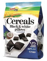 Bonavita Cereálne vankúšiky s náplňou Black white pillows s kokosom 250 g