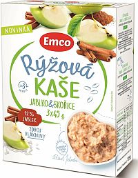 Emco Ryžová kaša s jablkami a škoricou 3x45 g