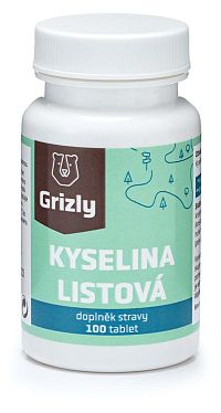 GRIZLY Kyselina listová 800 mikrogramov 100 tabliet