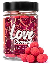 GRIZLY LOVE Lieskove orechy v bielej čokoláde a malinovom prachu 180 g