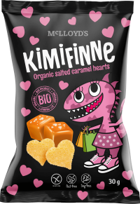 Kimifinne Snack srdiečka slaný karamel BIO 30 g