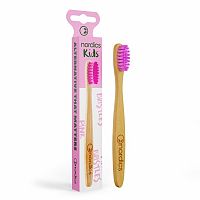 Nordics Bambusová zubná kefka pre deti - ružová 1 ks