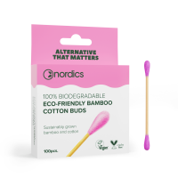 Nordics Vatové tyčinky z bambusu a bio bavlny ružová 100 ks