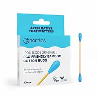 Nordics Vatové tyčinky z bambusu a biobavlny modrá 100 ks