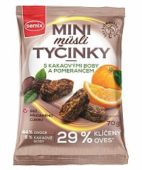 Semix Mini müsli tyčinky s kakaovými bôbmi a pomarančom bez lepku 70 g