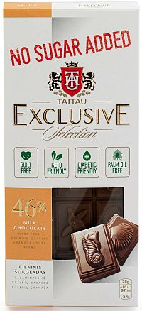 Taitau Exclusive Selection Mliečna čokoláda bez cukru 46% 100 g