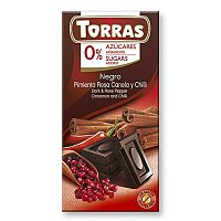 Torras čokoláda s ružovým korením, škoricou a chilli 75 g