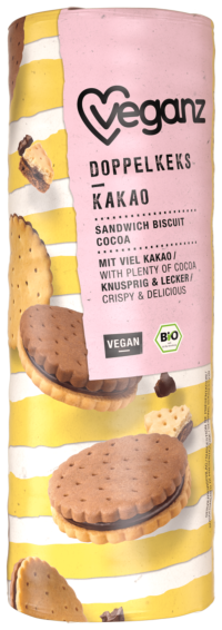 Veganz Dvojité sušienky s kakaovou náplňou BIO 330 g