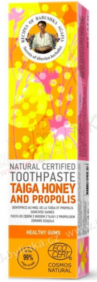 Prírodná zubná pasta s medom z Taigy a propolisom pre zdravé ďasná - Babička Agafia - 85 g