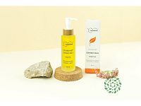 Set - Čistiaci a odličovací olej – SENSITIVE - Solution Kvitok + Bavlnené tampóny na odlíčenie pleti - Herbatica