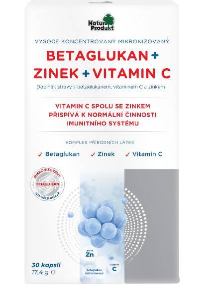 Naturprodukt betaglukan + zinek + vitamin C 30 kapsúl