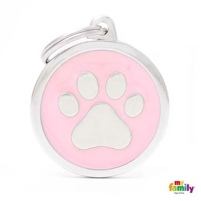 MF PINK BIG CIRCLE PAW 3,93x3,17 cm gravírovateľný prívesok MF PINK BIG CIRCLE PAW 3,93x3,17 cm gravírovateľný prívesok