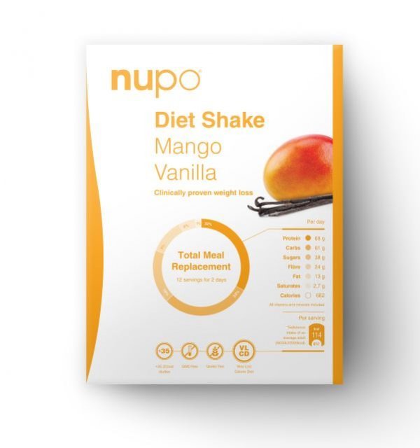 NUPO Diétny nápoj Mango & Vanilka prášok, 12 x 32 g