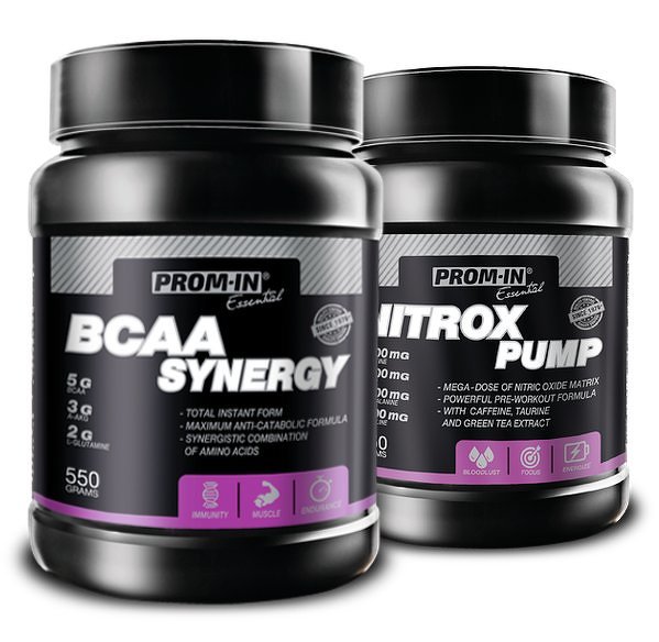 Akcia: BCAA Synergy + Nitrox Pump - Prom-IN 550 g + 750 g Cherry