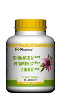 BIO Pharma Echinacea Vitamín C Zinok tbl 90+30