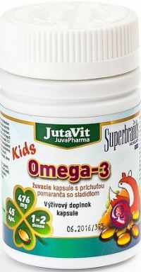 JutaVit Omega-3 Kids žuvacie kapsuly s príchuťou pomaranča 1x45 ks