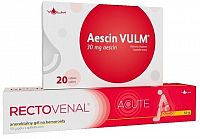 RECTOVENAL ACUTE anorektálny gél na hemoroidy 1x50 g + Aescin VULM 30 mg tbl 20 ks, 1x1 set