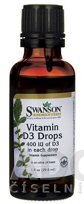 SWANSON Vitamín D3 400 IU kvapky na báze olivového oleja 1x29,6 ml