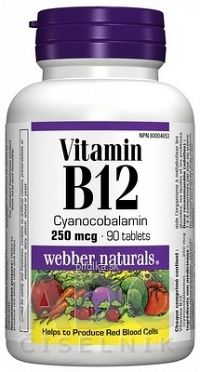 Webber Naturals Vitamin B12, 250 mcg tbl 1x90 ks