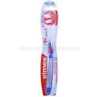 Elmex Caries Protection zubná kefka s krátkou hlavou soft transparent/red/blue  