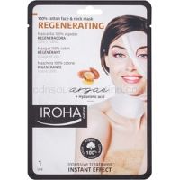 Iroha Regenerating Argan bavlnená maska na tvár a krk s arganovým olejom a kyselinou hyalurónovou 