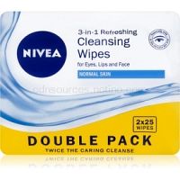 Nivea 3in1 Refreshing odličovacie obrúsky pre normálnu pleť Double Pack 2 x 25 ks