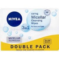 Nivea Micellar čistiace pleťové micelárne obrúsky 3v1  2x25 ks