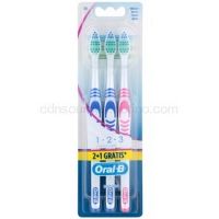 Oral B 1-2-3 Classic Care zubné kefky medium 3 ks Blue & Blue & Pink  