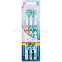 Oral B 1-2-3 Classic Care zubné kefky medium 3 ks Orange & Green & Green  