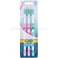 Oral B 1-2-3 Classic Care zubné kefky medium 3 ks Pink & Pink & Green  