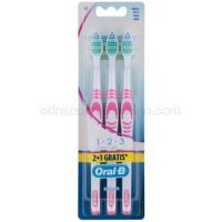Oral B 1-2-3 Classic Care zubné kefky medium 3 ks Pink & Pink & Pink  