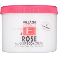 Village Vitamin E Rose telový krém bez parabénov  500 ml