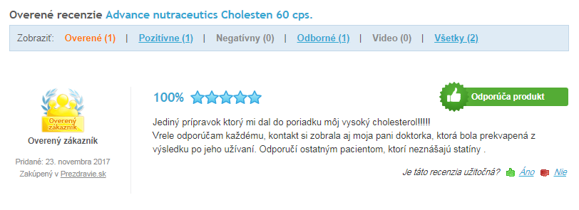 recenzie a skúsenosti s Cholesten na Heureke