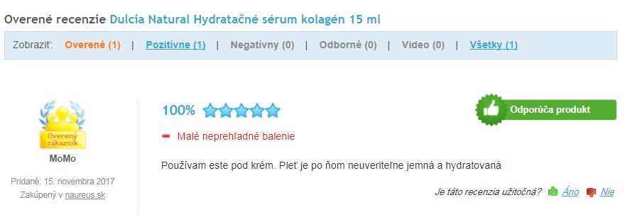 Pleťové hydratačné sérum kolagén Dulcia recenzia