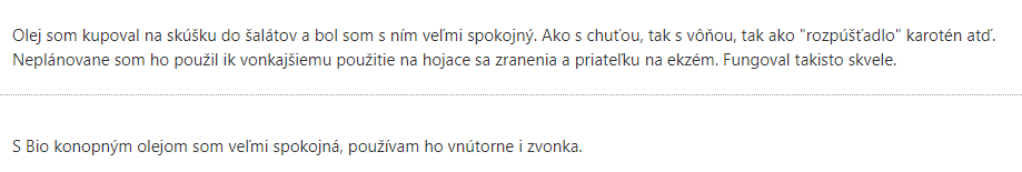 Skúsenosti s používaním konopného oleja