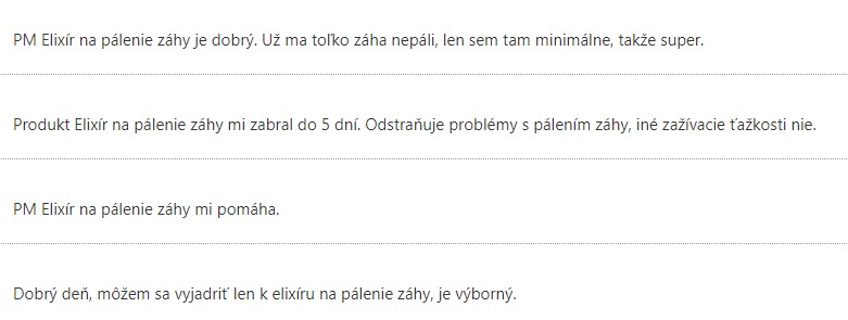 Skúsenosti s užívaním elixíru na pálenie záhy