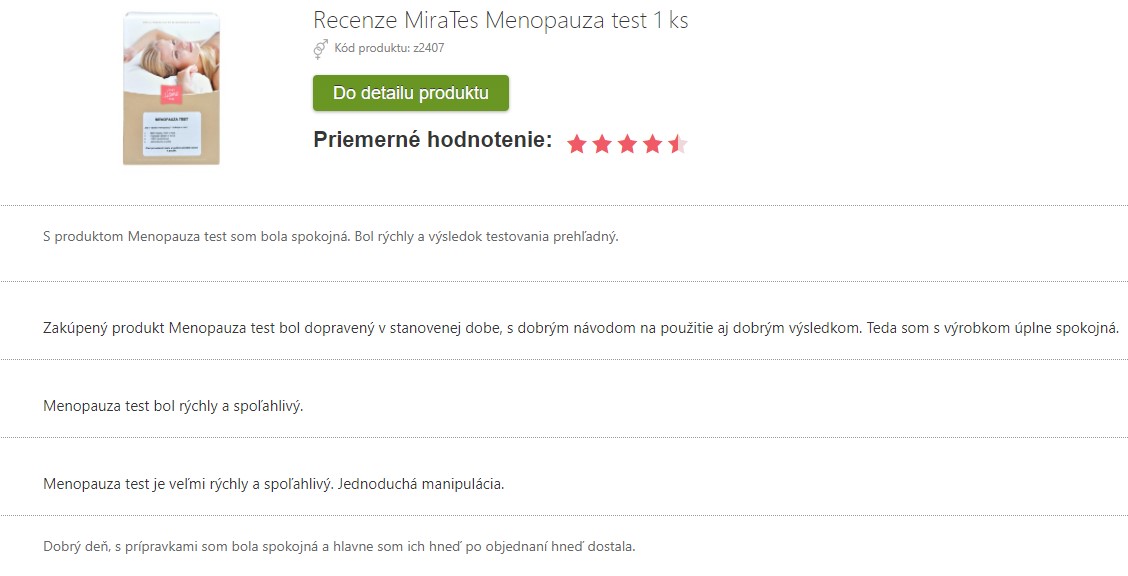 Recenzie na domáci test na menopauzu