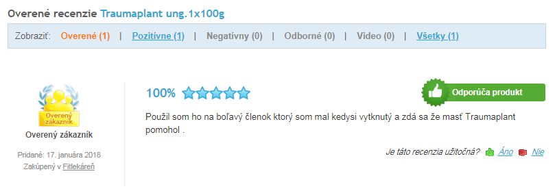 Recenzie a skúsenosti s masťou s kostihojom lekárskym Traumaplant