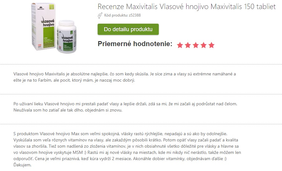 Recenzie a skúsenosti Vlasové hnojivo Maxivitalis