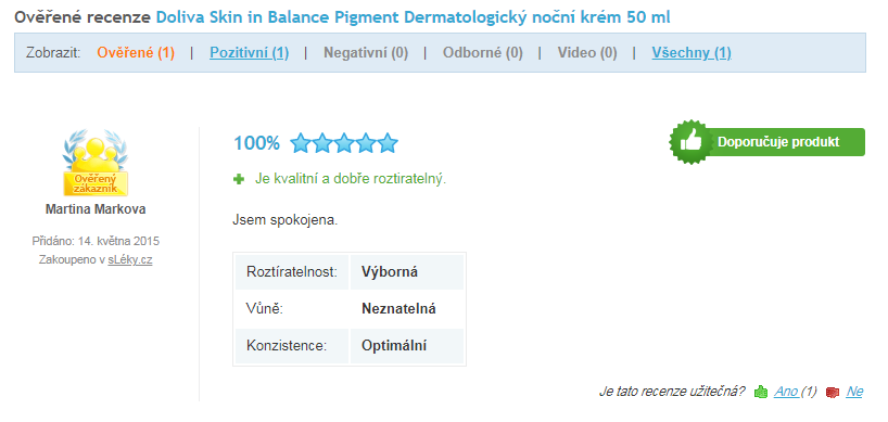 Recenzia redupetin nočný krém proti pigmentovým škvrnám