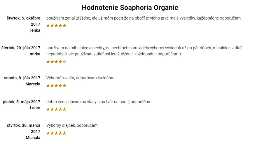 Recenzie a skúsenosti s používaním ricínového oleja Soaphoria Organic
